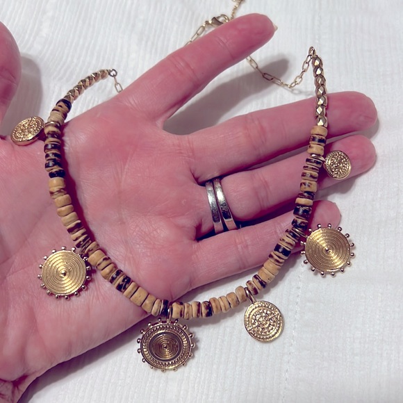 Jade & Jasper Minimalist Boho Necklace Beaded Neutrals Creams Browns Fall Summer - Picture 4 of 11